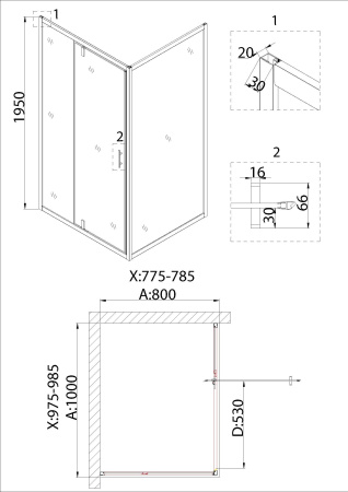 Душевой уголок Niagara Nova NG-83-10AB-A80B 100х80